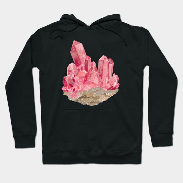 Red Crystal Watercolour Painting Hoodie by Flowering Words